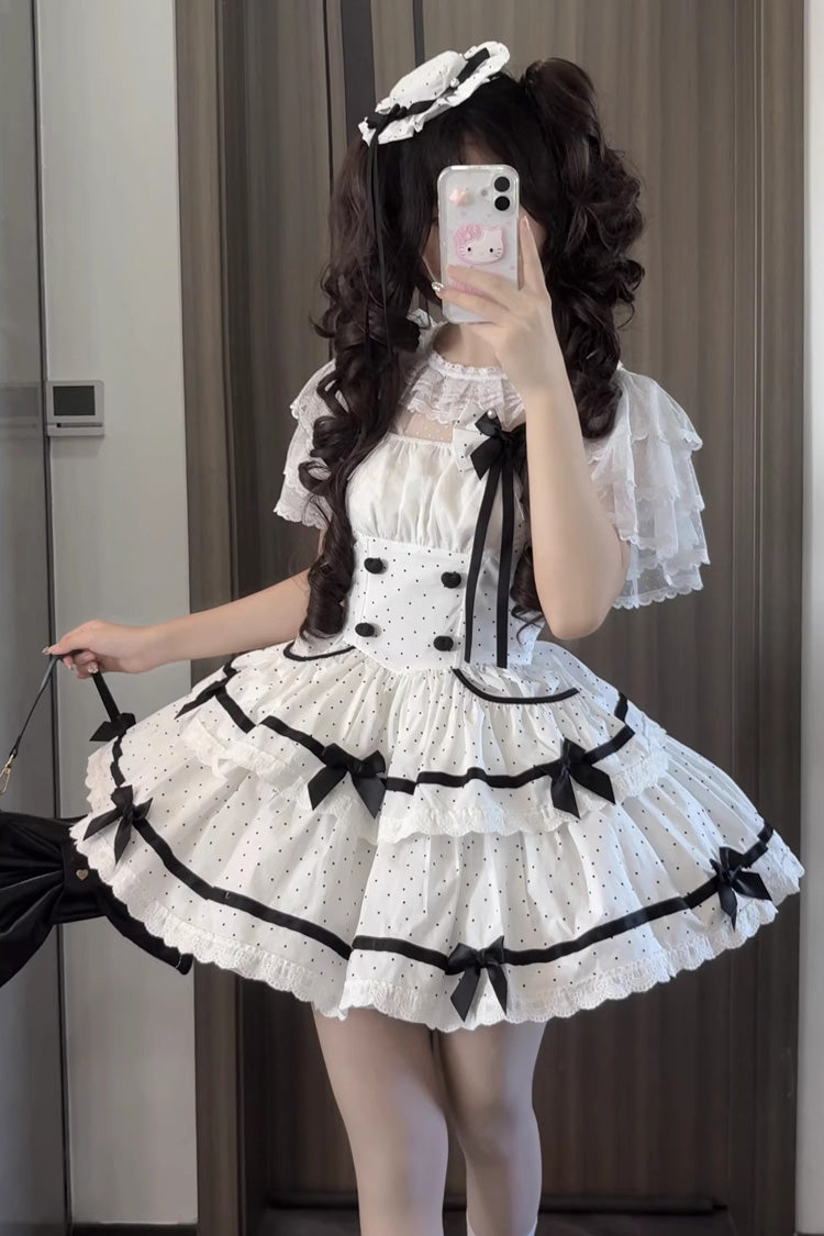 Sweet Lolita JSK - Pure Cotton, White, Ruffled, Printed, Layered - additional product view 4