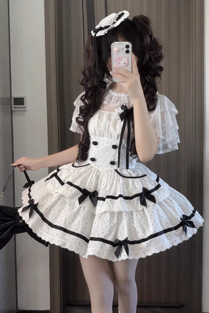 Sweet Lolita JSK - Pure Cotton, White, Ruffled, Printed, Layered - additional product view 4