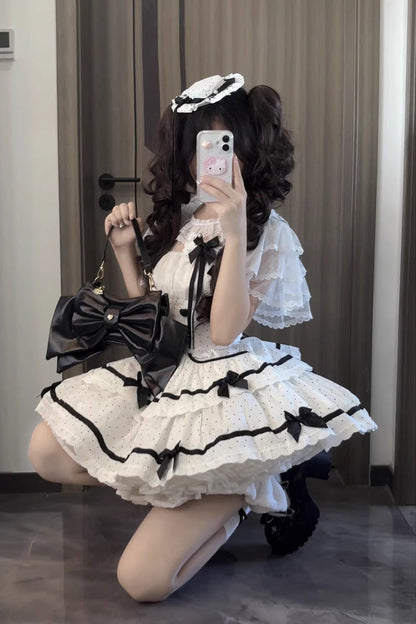 Sweet Lolita JSK - Pure Cotton, White, Ruffled, Printed, Layered - additional product view 5