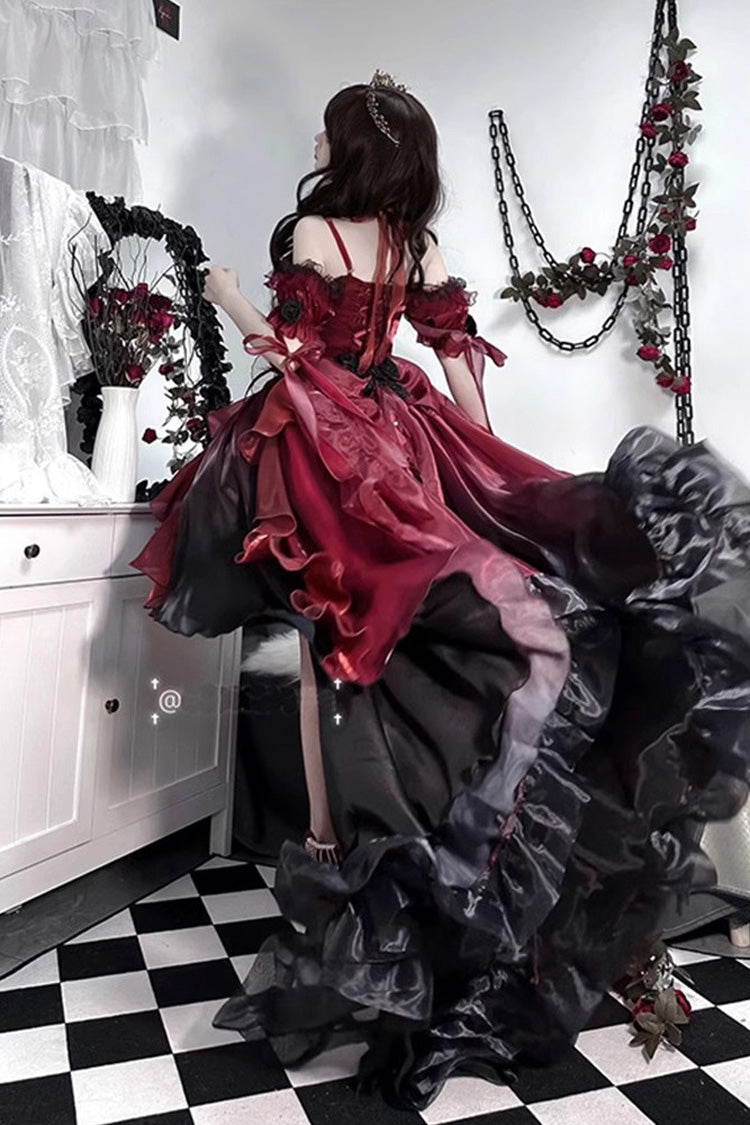 Sweet Lolita JSK - Red/black, 2 Colors, Bow Detail, Gothic Style - additional product view 2
