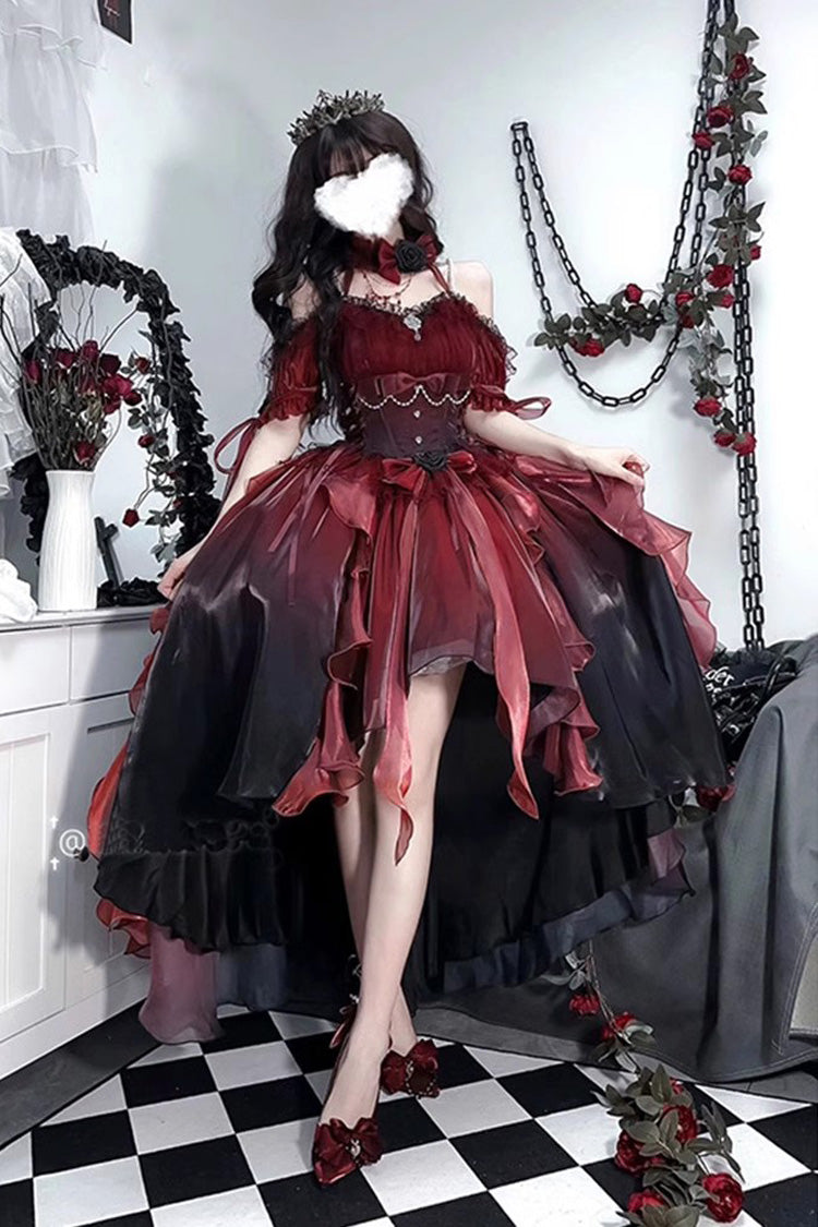 Sweet Lolita JSK - Red/black, 2 Colors, Bow Detail, Gothic Style - additional product view 3