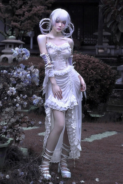 Sweet Lolita JSK - Redemption Of The Deity, White, Pleated, Gothic Style, Lace Trim - additional product view 2