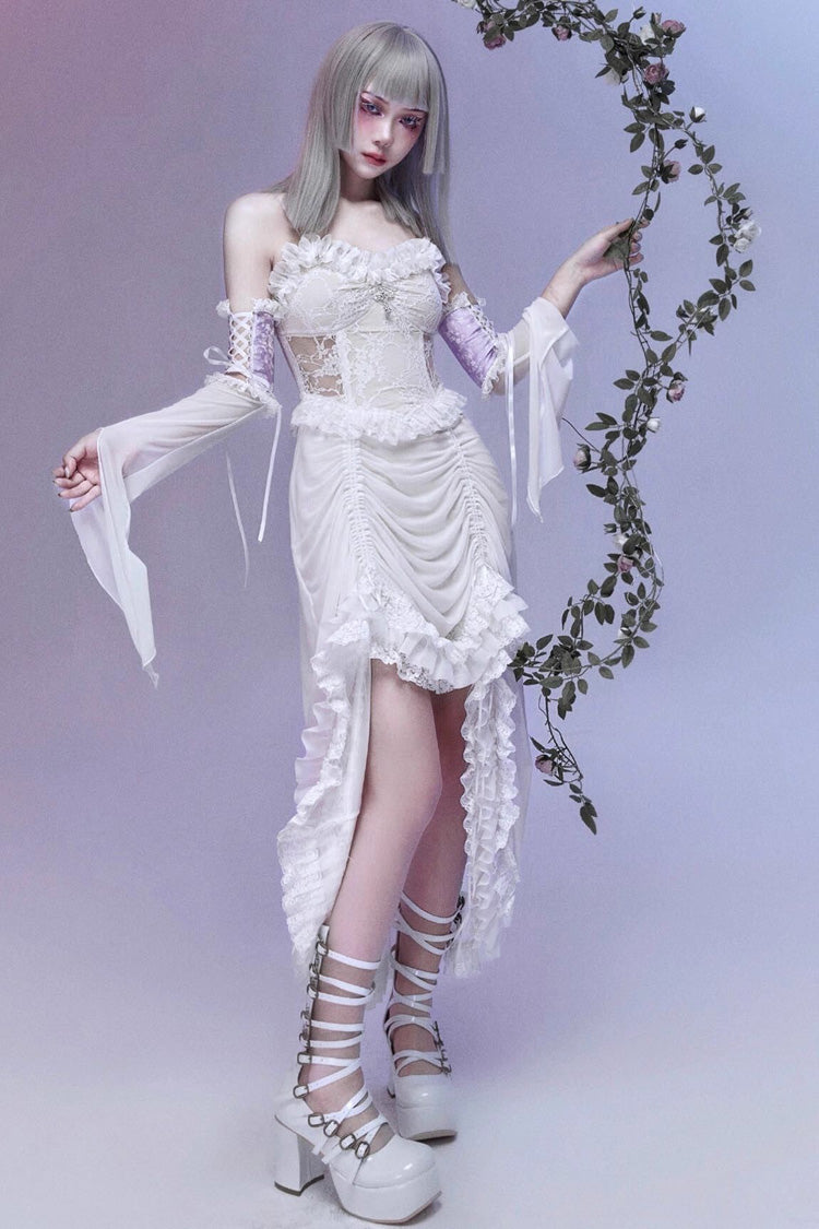 Sweet Lolita JSK - Redemption Of The Deity, White, Pleated, Gothic Style, Lace Trim - additional product view 3