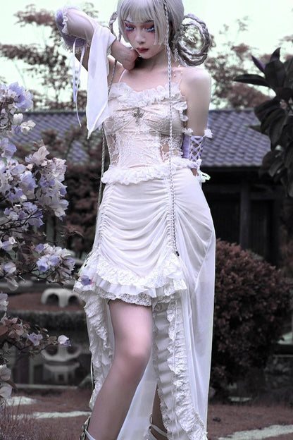 Sweet Lolita JSK - Redemption Of The Deity, White, Pleated, Gothic Style, Lace Trim - additional product view 4