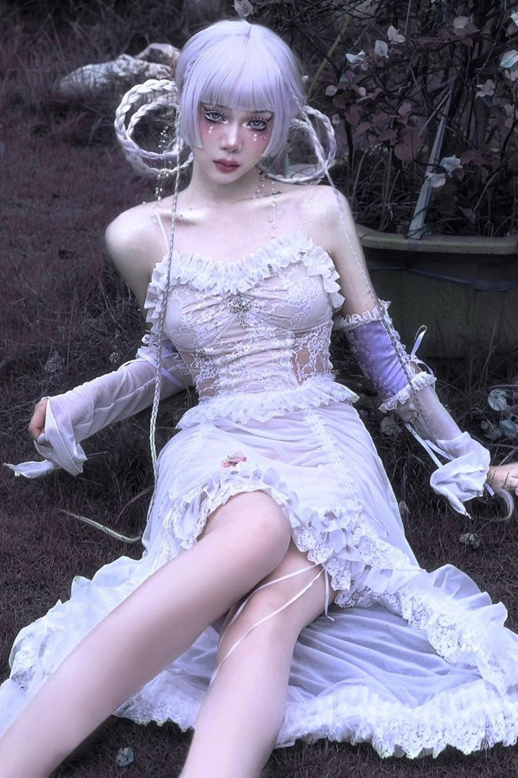 Sweet Lolita JSK - Redemption Of The Deity, White, Pleated, Gothic Style, Lace Trim - additional product view 5