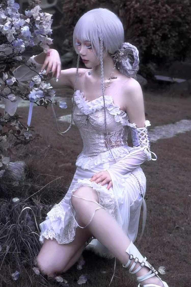 Sweet Lolita JSK - Redemption Of The Deity, White, Pleated, Gothic Style, Lace Trim - additional product view 6