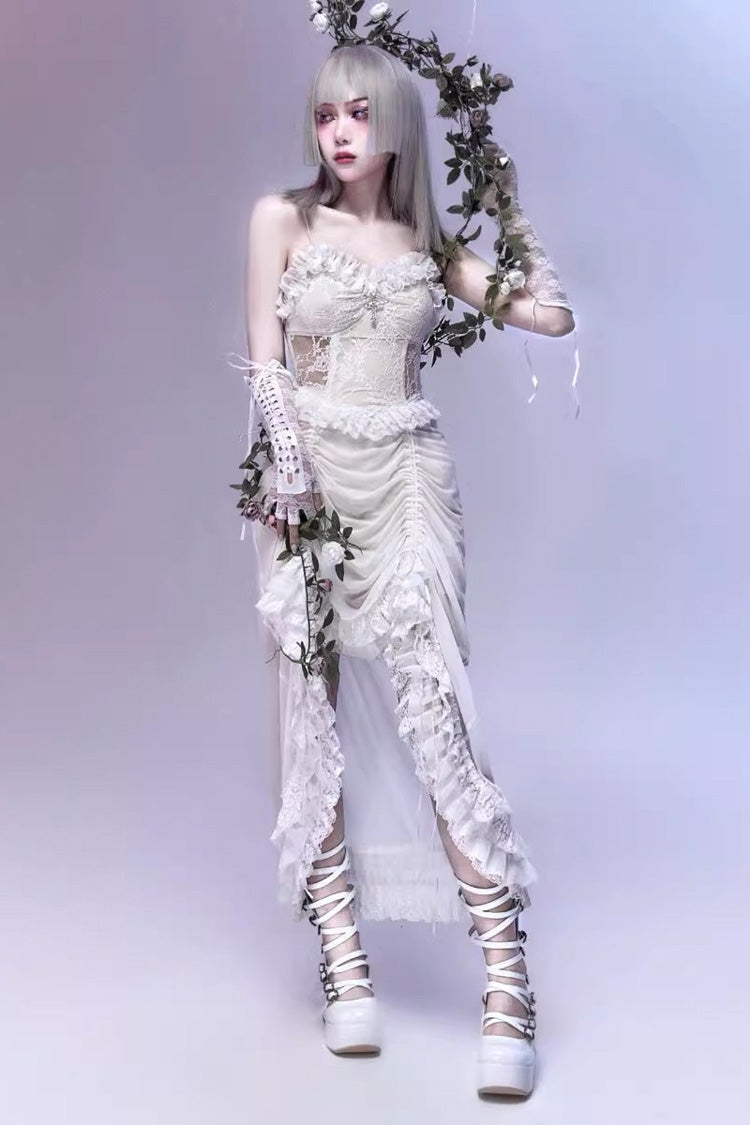 Sweet Lolita JSK - Redemption Of The Deity, White, Pleated, Gothic Style, Lace Trim - main product image