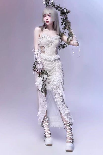 Sweet Lolita JSK - Redemption Of The Deity, White, Pleated, Gothic Style, Lace Trim - main product image