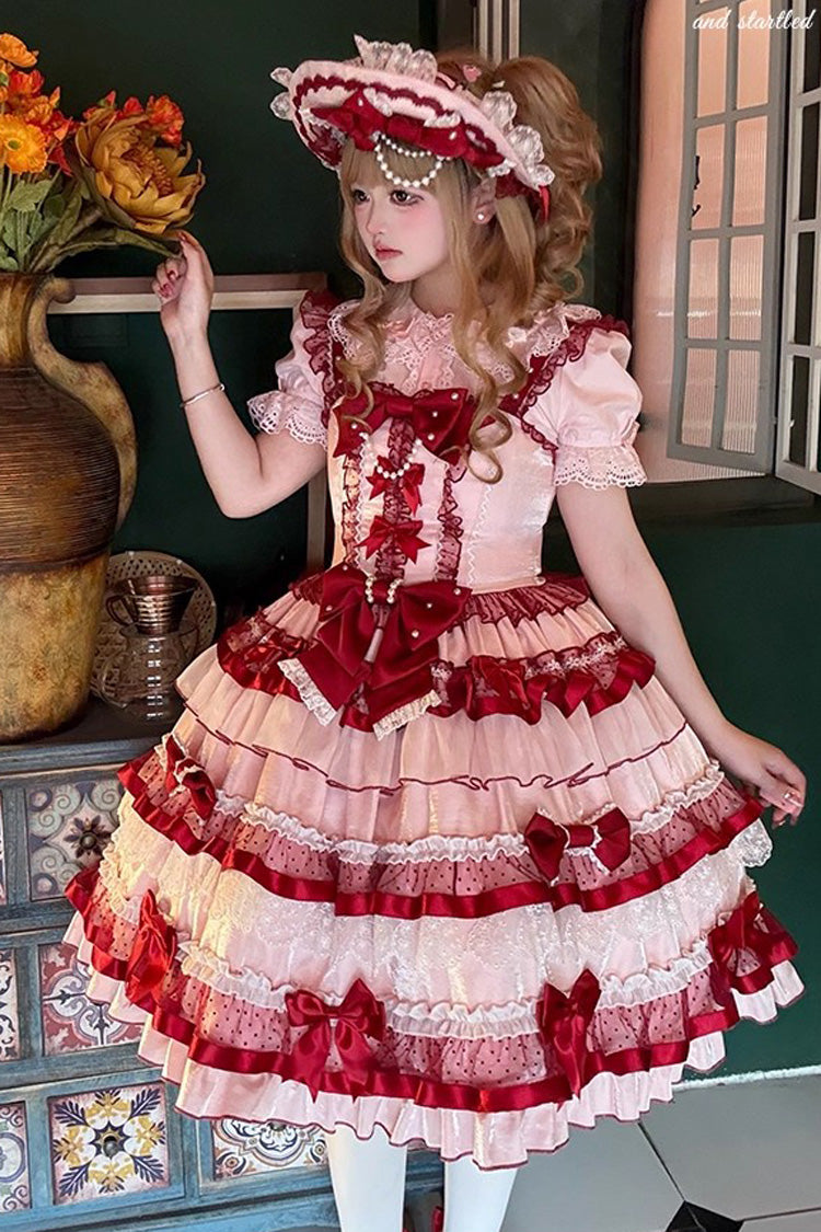 Sweet Lolita JSK - Ribbon Berries, Red, Ruffled, Layered, Bow Detail - additional product view 9