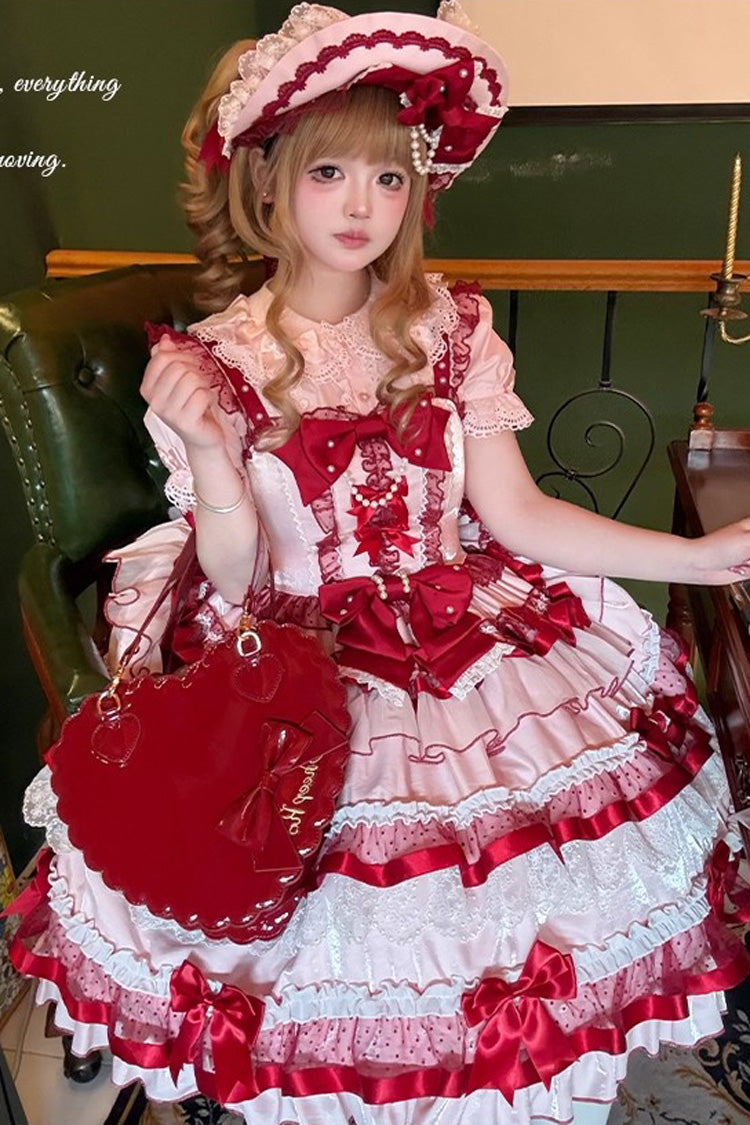 Sweet Lolita JSK - Ribbon Berries, Red, Ruffled, Layered, Bow Detail - additional product view 10