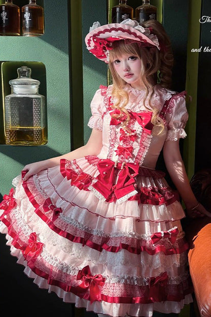 Sweet Lolita JSK - Ribbon Berries, Red, Ruffled, Layered, Bow Detail - additional product view 11