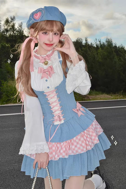 Sweet Lolita JSK - Rock Ballet, 2 Colors, Ruffled, Printed, Layered - additional product view 2