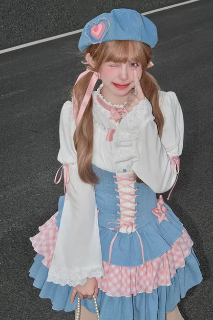 Sweet Lolita JSK - Rock Ballet, 2 Colors, Ruffled, Printed, Layered - additional product view 5