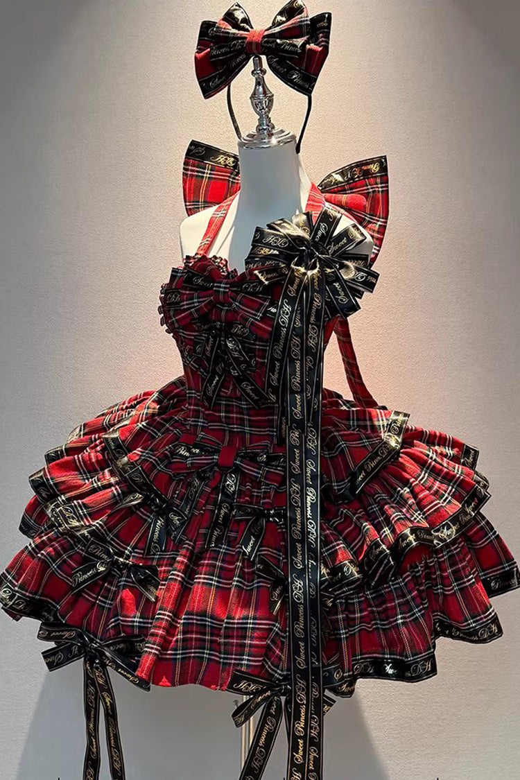 Sweet Lolita JSK - Rock Kitty, Red, Ruffled, Printed, Layered - additional product view 3