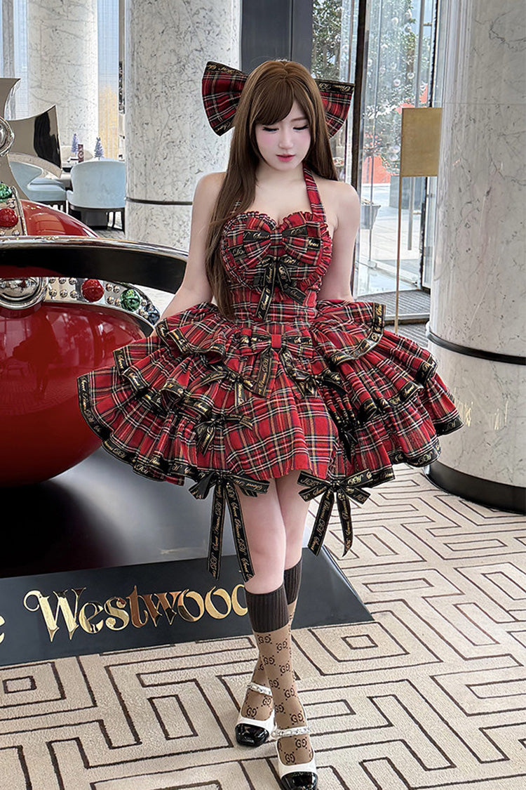 Sweet Lolita JSK - Rock Kitty, Red, Ruffled, Printed, Layered - additional product view 5