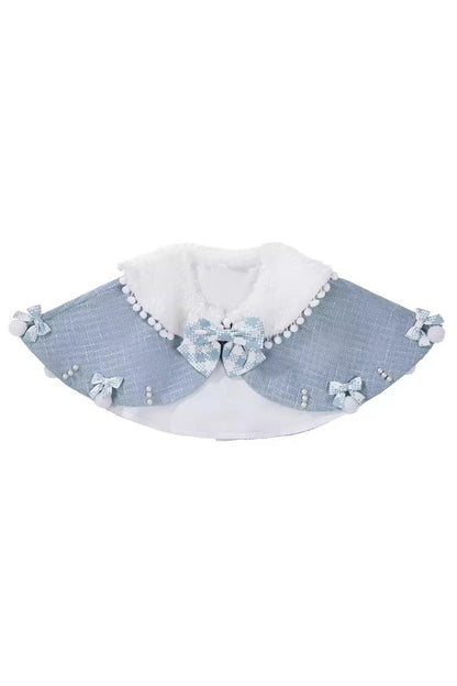 Sweet Lolita JSK - Rolling Snowballs, Blue, Printed, Bow Detail - S Shawl / M Shawl / L Shawl option