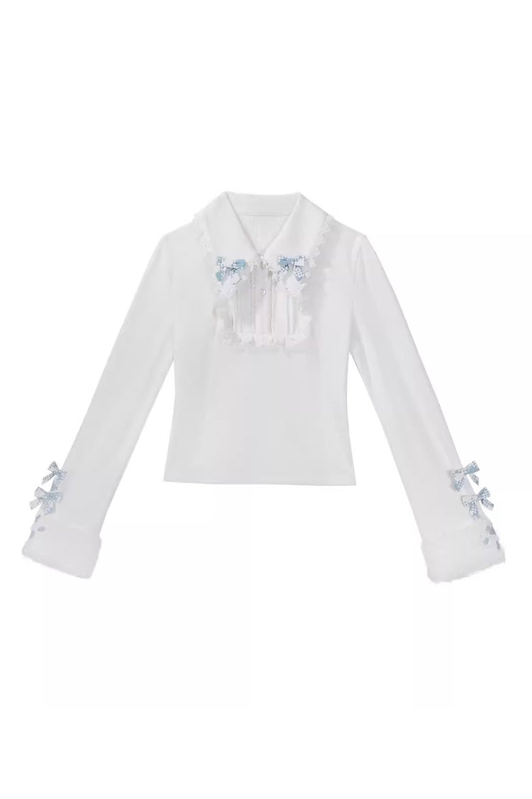 Sweet Lolita JSK - Rolling Snowballs, Blue, Printed, Bow Detail - S Top / M Top / L Top option
