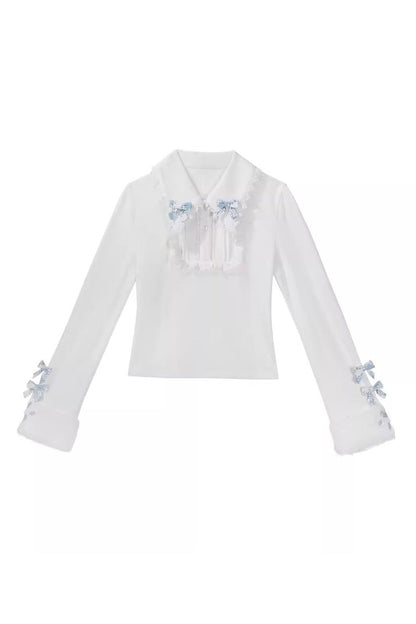 Sweet Lolita JSK - Rolling Snowballs, Blue, Printed, Bow Detail - S Top / M Top / L Top option