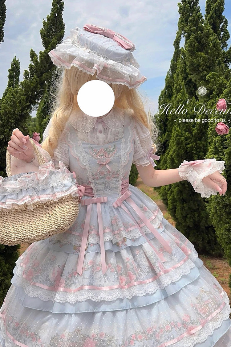 Sweet Lolita JSK - Rose Flower Cage, Multi-Color, Detachable Detail, Bow Detail, Ruffled - additional product view 2