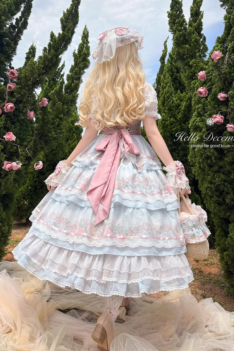 Sweet Lolita JSK - Rose Flower Cage, Multi-Color, Detachable Detail, Bow Detail, Ruffled - additional product view 3