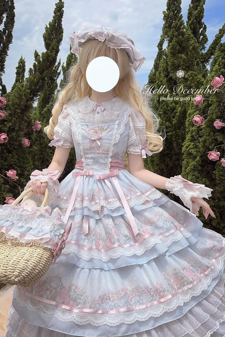 Sweet Lolita JSK - Rose Flower Cage, Multi-Color, Detachable Detail, Bow Detail, Ruffled - additional product view 4