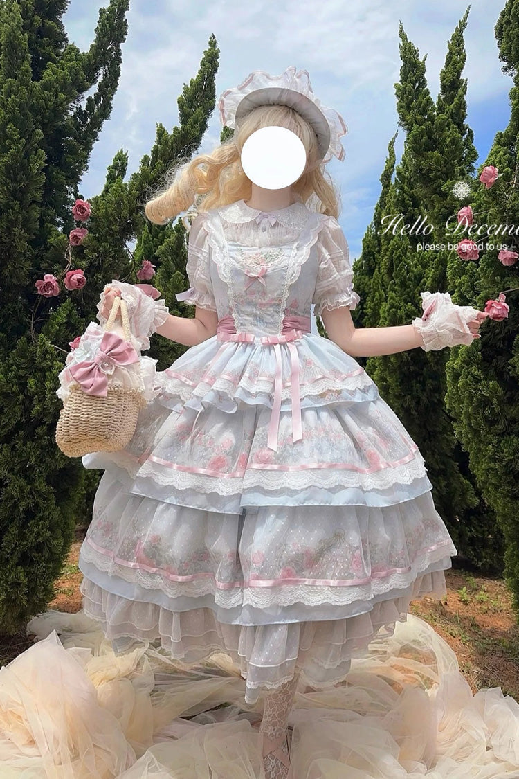 Sweet Lolita JSK - Rose Flower Cage, Multi-Color, Detachable Detail, Bow Detail, Ruffled - additional product view 5