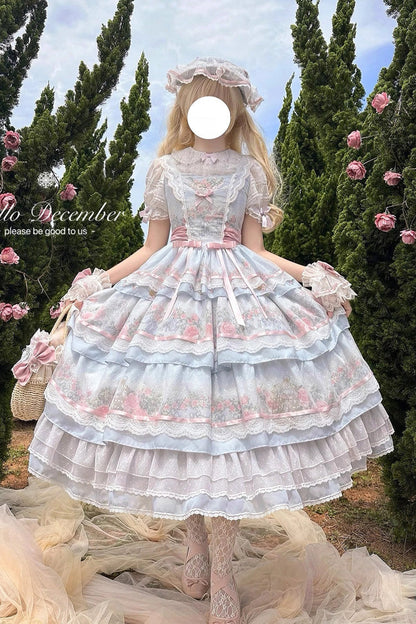 Sweet Lolita JSK - Rose Flower Cage, Multi-Color, Detachable Detail, Bow Detail, Ruffled - additional product view 6