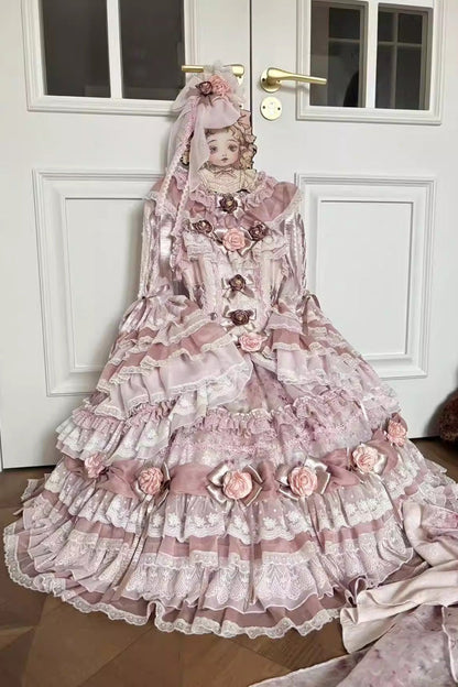 Sweet Lolita JSK - Rose Manor, Pink, Layered, Bow Detail, Lace Trim - additional product view 2