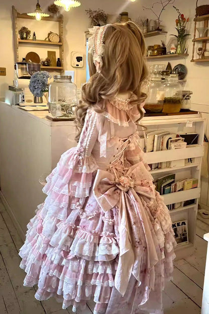 Sweet Lolita JSK - Rose Manor, Pink, Layered, Bow Detail, Lace Trim - additional product view 4