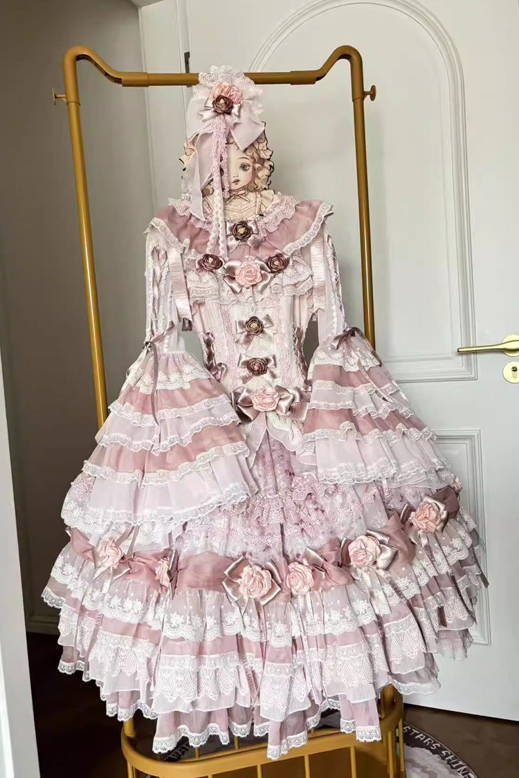 Sweet Lolita JSK - Rose Manor, Pink, Layered, Bow Detail, Lace Trim - additional product view 5