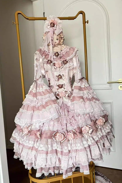 Sweet Lolita JSK - Rose Manor, Pink, Layered, Bow Detail, Lace Trim - additional product view 5