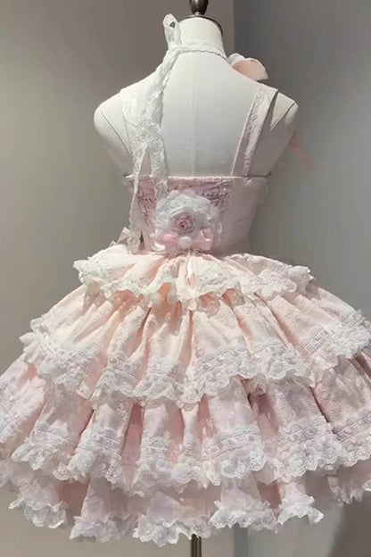 Sweet Lolita JSK - Rose Of Confession, 2 Colors, Lace Trim, Ruffled, Bow Detail - additional product view 3