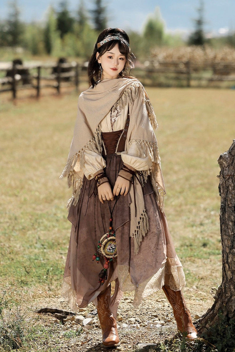 Sweet Lolita JSK - Round Collar High Waisted, Brown, High Waist, Women's Style - additional product view 2
