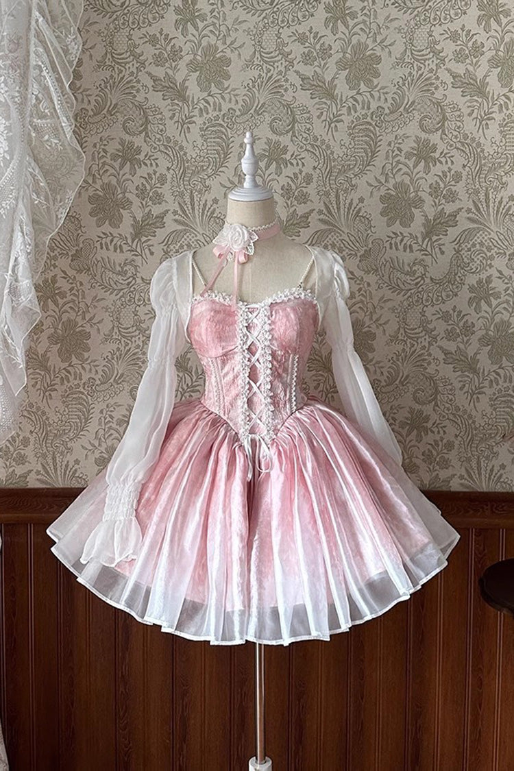 Sweet Lolita JSK - Ruffle Bowknot Princess Fish, Pink, Ruffled, Bow Detail - additional product view 2