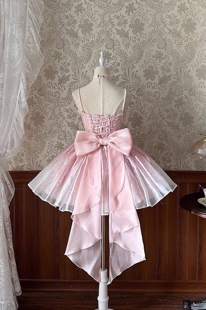 Sweet Lolita JSK - Ruffle Bowknot Princess Fish, Pink, Ruffled, Bow Detail - additional product view 4