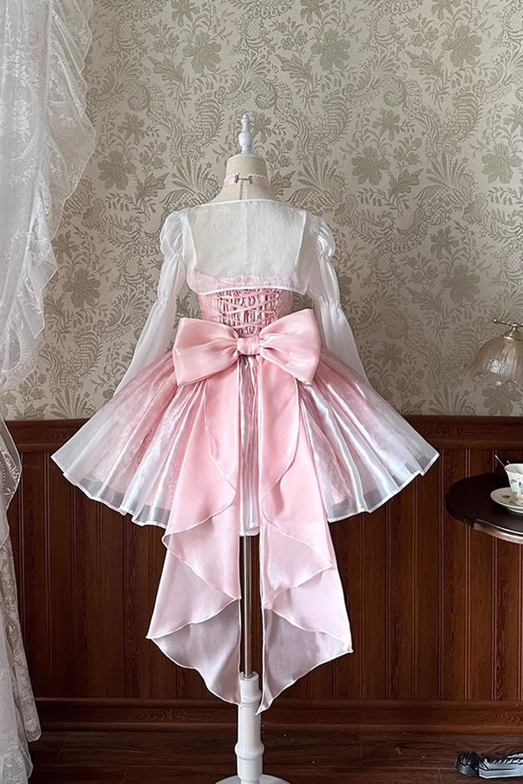 Sweet Lolita JSK - Ruffle Bowknot Princess Fish, Pink, Ruffled, Bow Detail - additional product view 5
