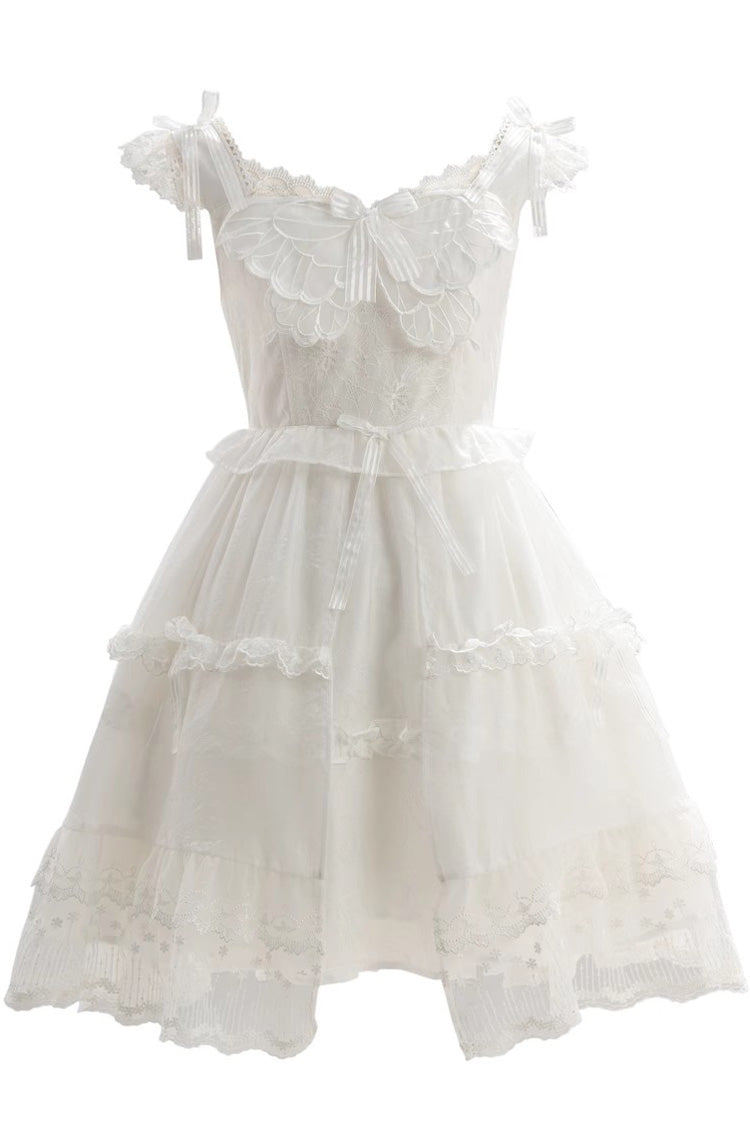 Sweet Lolita JSK - Ruffle Cardigan Bowknot Lace, White, Bow Detail, Lace Trim, Ruffled - additional product view 3