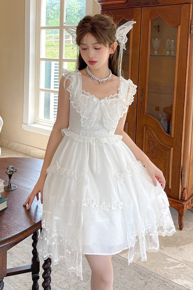 Sweet Lolita JSK - Ruffle Cardigan Bowknot Lace, White, Bow Detail, Lace Trim, Ruffled - additional product view 4