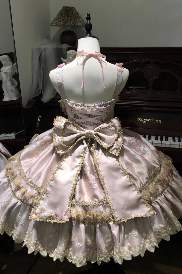 Sweet Lolita JSK - Ruffled Foil-stamped Embroidered, 4 Colors, Lace Trim, Bow Detail - additional product view 3