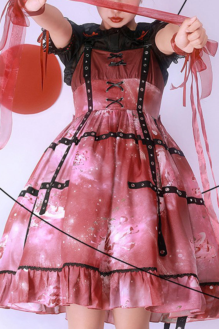 Sweet Lolita JSK - Ruffled Strawberry Print, Red, Printed - Kawaii Layering Dress - main product image