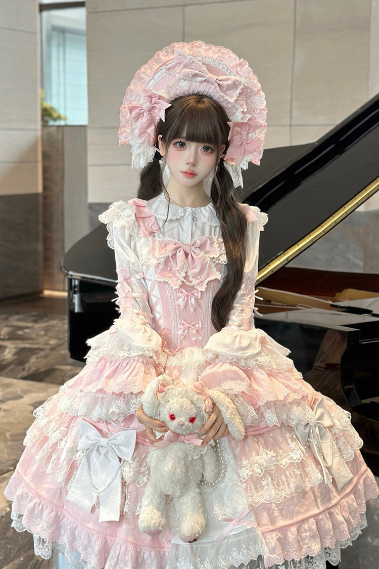 Sweet Lolita JSK - Sakura Love, 2 Colors, Ruffled, Embroidered, Layered - additional product view 8