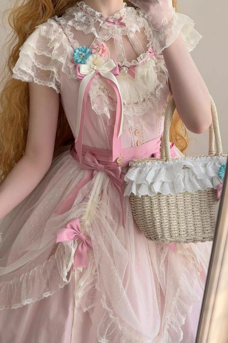 Sweet Lolita JSK - Sakura’s Spring Resonance, Pink, Short Version, Short Length, Ruffled - additional product view 3