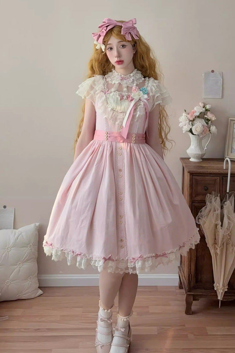 Sweet Lolita JSK - Sakura’s Spring Resonance, Pink, Short Version, Short Length, Ruffled - additional product view 4