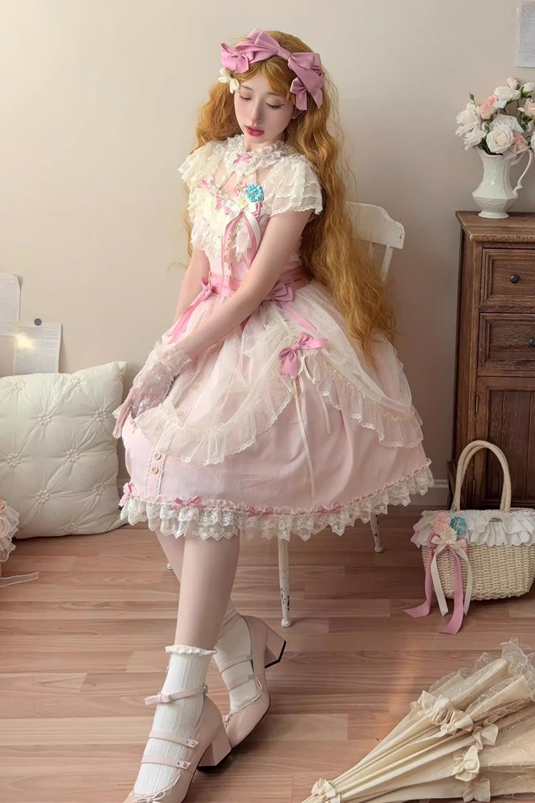 Sweet Lolita JSK - Sakura’s Spring Resonance, Pink, Short Version, Short Length, Ruffled - additional product view 5