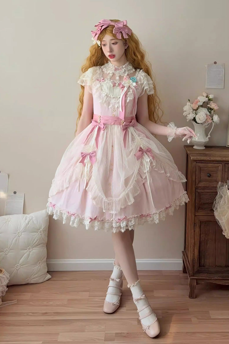 Sweet Lolita JSK - Sakura’s Spring Resonance, Pink, Short Version, Short Length, Ruffled - main product image