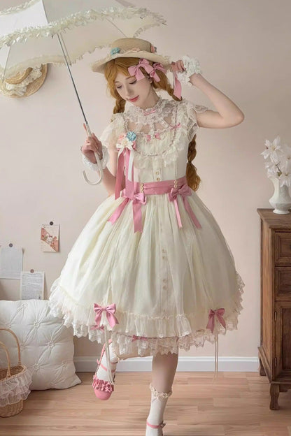 Sweet Lolita JSK - Sakura’s Spring Resonance, Yellow, Short Version, Short Length - additional product view 3
