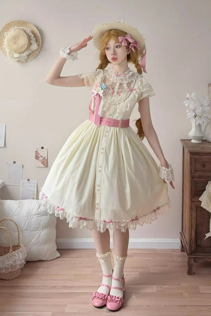 Sweet Lolita JSK - Sakura’s Spring Resonance, Yellow, Short Version, Short Length - additional product view 4