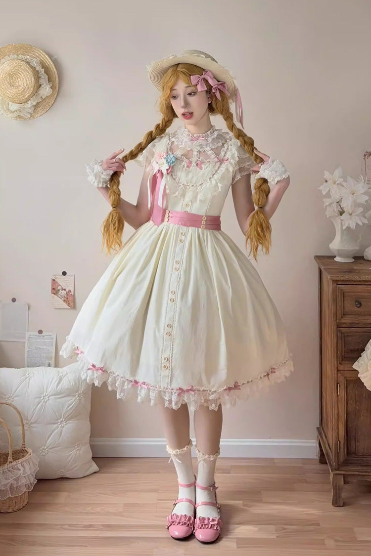 Sweet Lolita JSK - Sakura’s Spring Resonance, Yellow, Short Version, Short Length - main product image