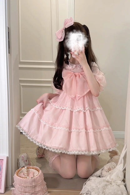 Sweet Lolita JSK - Seaside Pearls High Waisted, 2 Colors, High Waist, Bow Detail - additional product view 2