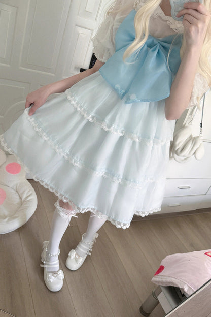 Sweet Lolita JSK - Seaside Pearls High Waisted, 2 Colors, High Waist, Bow Detail - additional product view 4